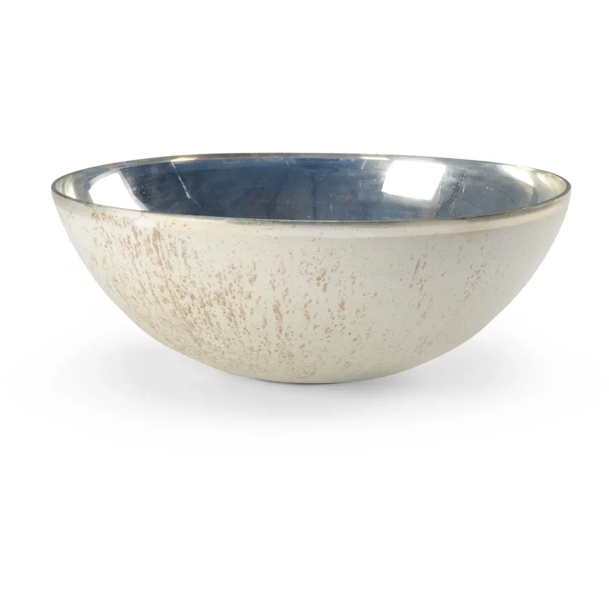 Chelsea House Decorative Glass Bowl - Rusticated White/Nickel product