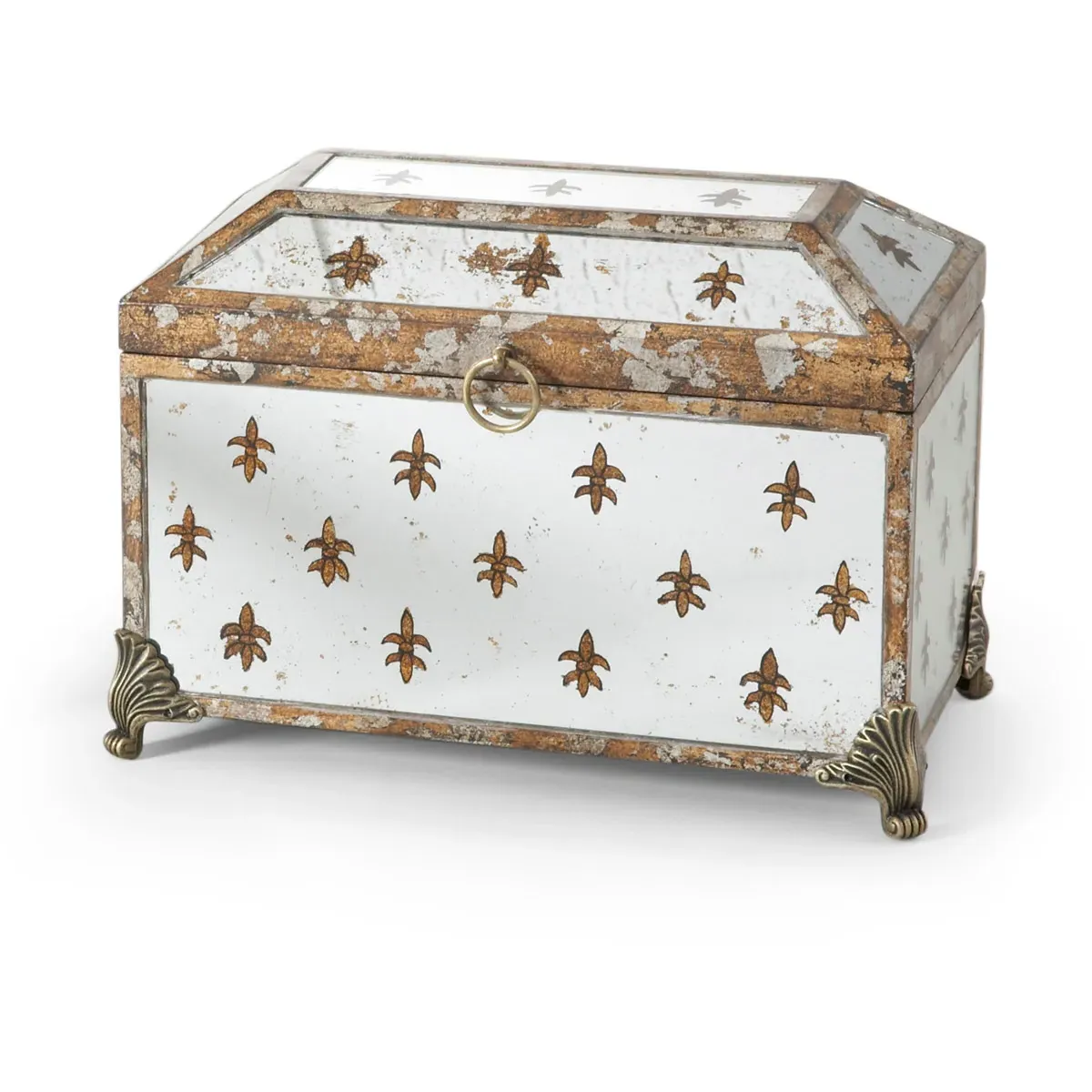 Chelsea House Hand Painted Decorative Box - Gold, Antique Mirror product