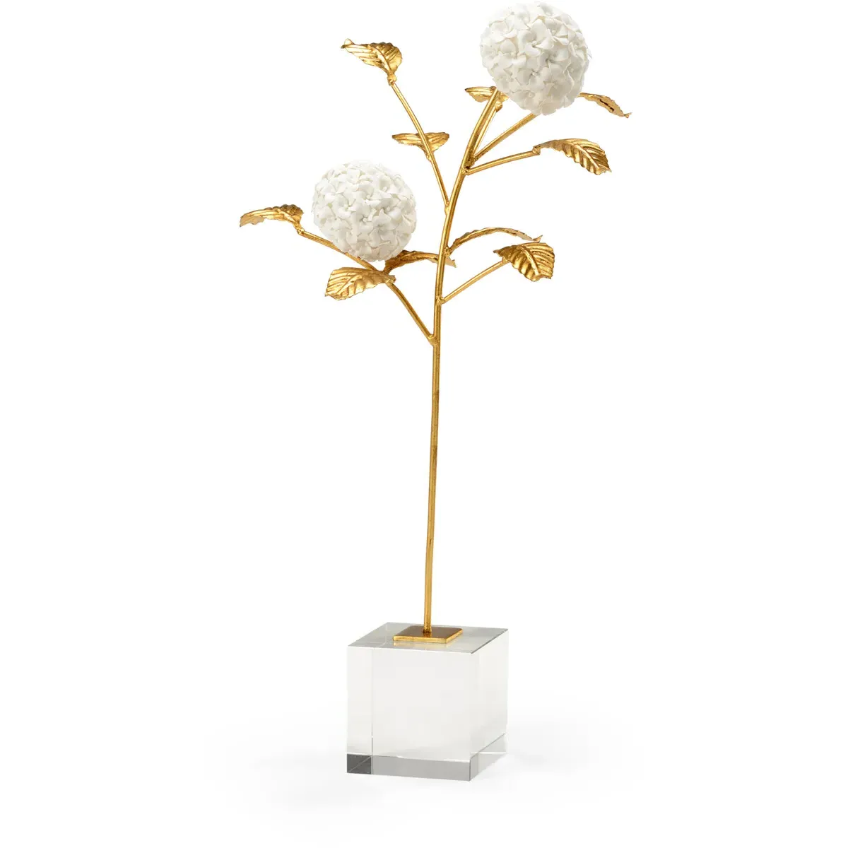 Chelsea House Hydrangea in Stand Accent - Antique Gold Leaf, Iron/Porcelain/Crystal product