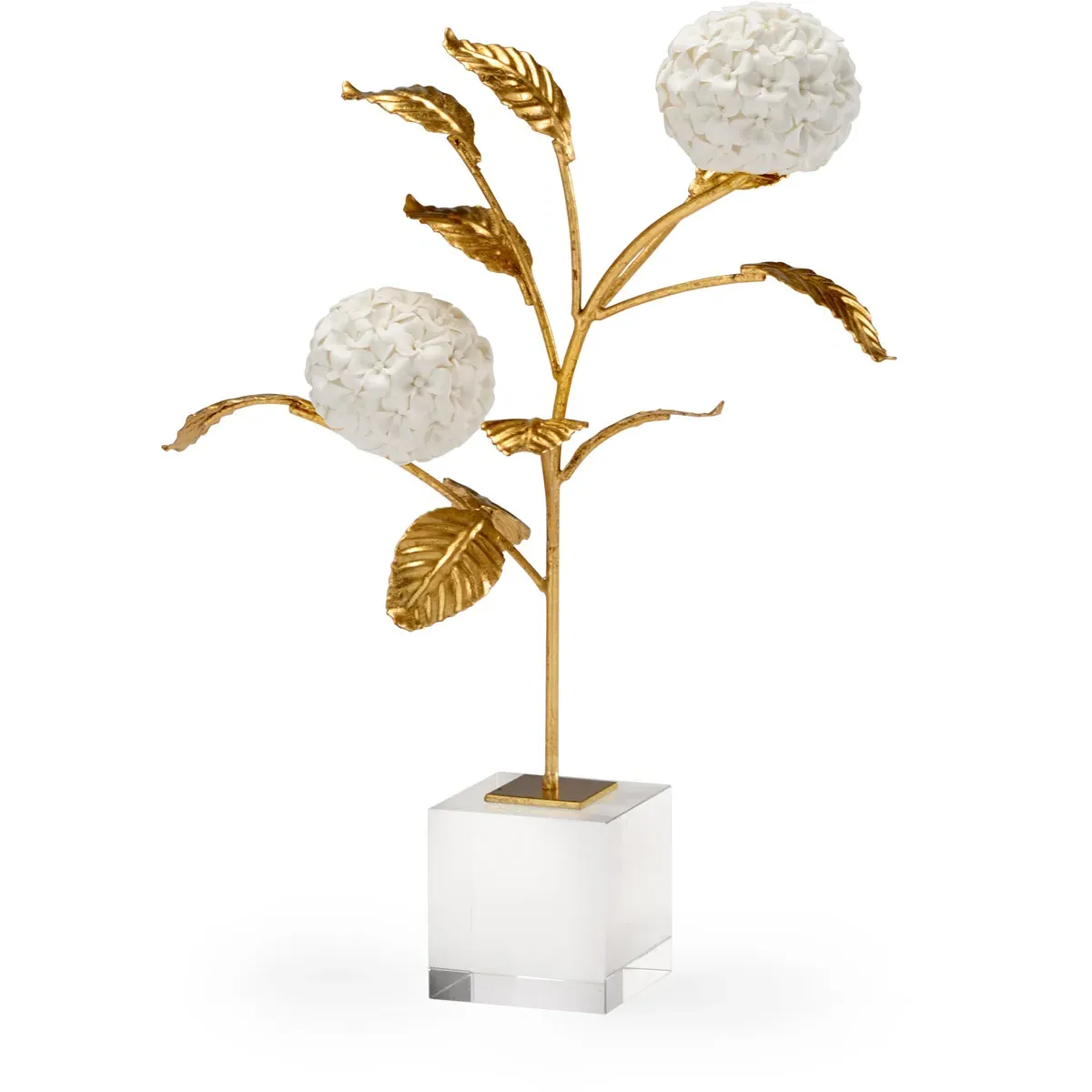 Chelsea House Hydrangea on Stand Accent - Antique Gold, Iron/Porcelain/Crystal product