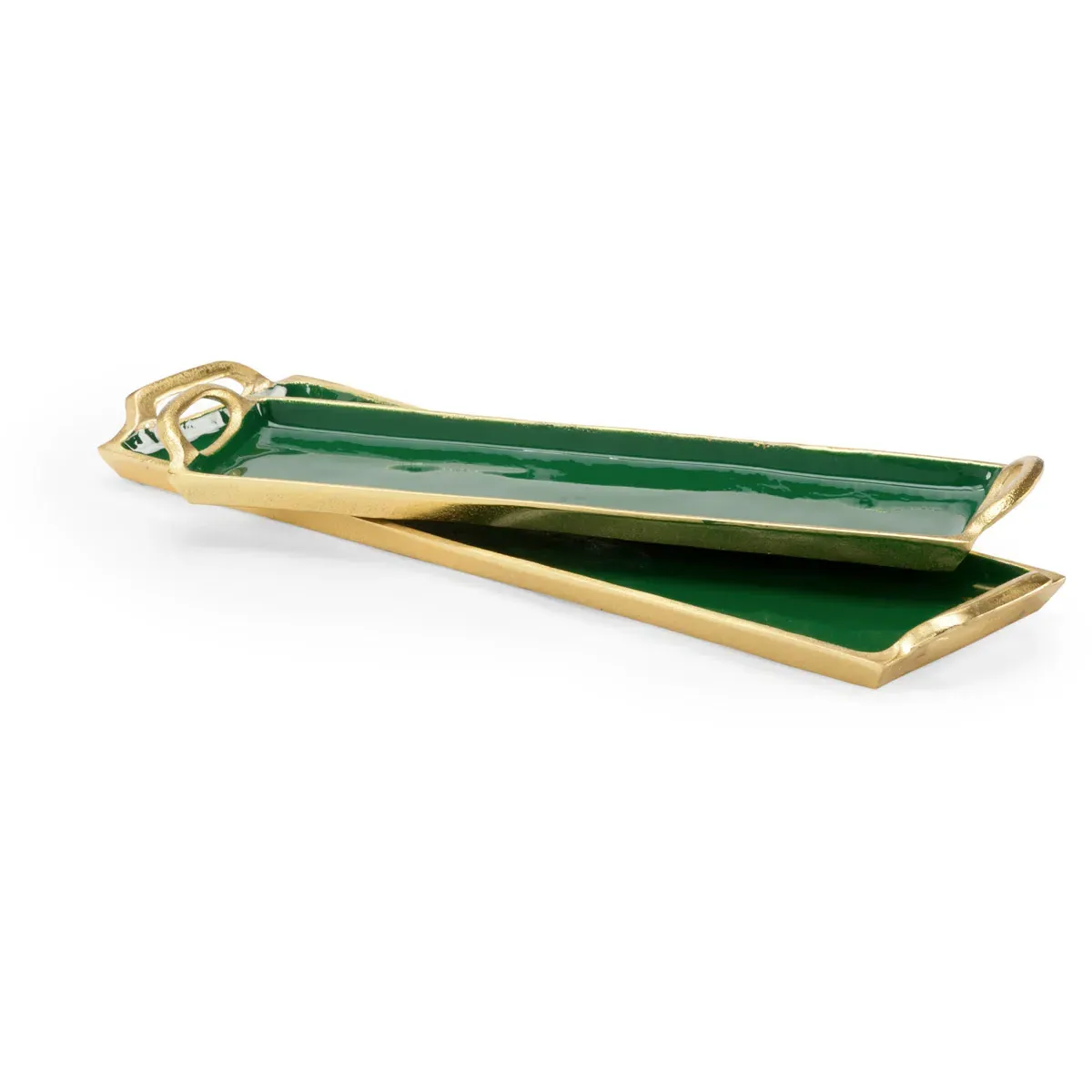 Chelsea House Set of 2 Decorative Trays - Emerald Green, Aluminum product