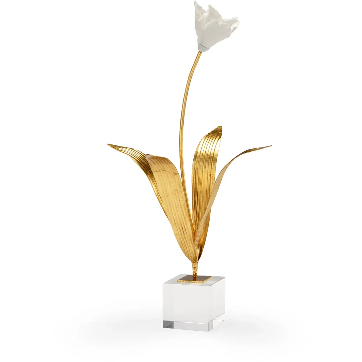 Chelsea House Tulip on Stand Accent - Antique Gold, Iron/Porcelain/Crystal product