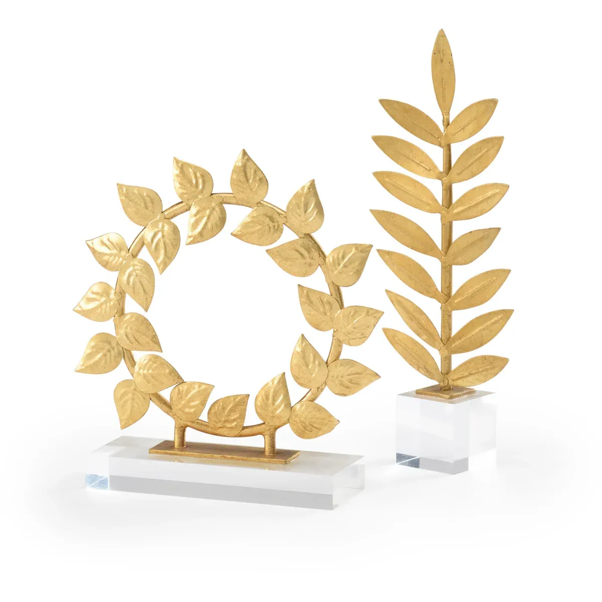 Claire Bell Leaf Accents Set of 2 - Antique Gold, Iron/Acrylic product