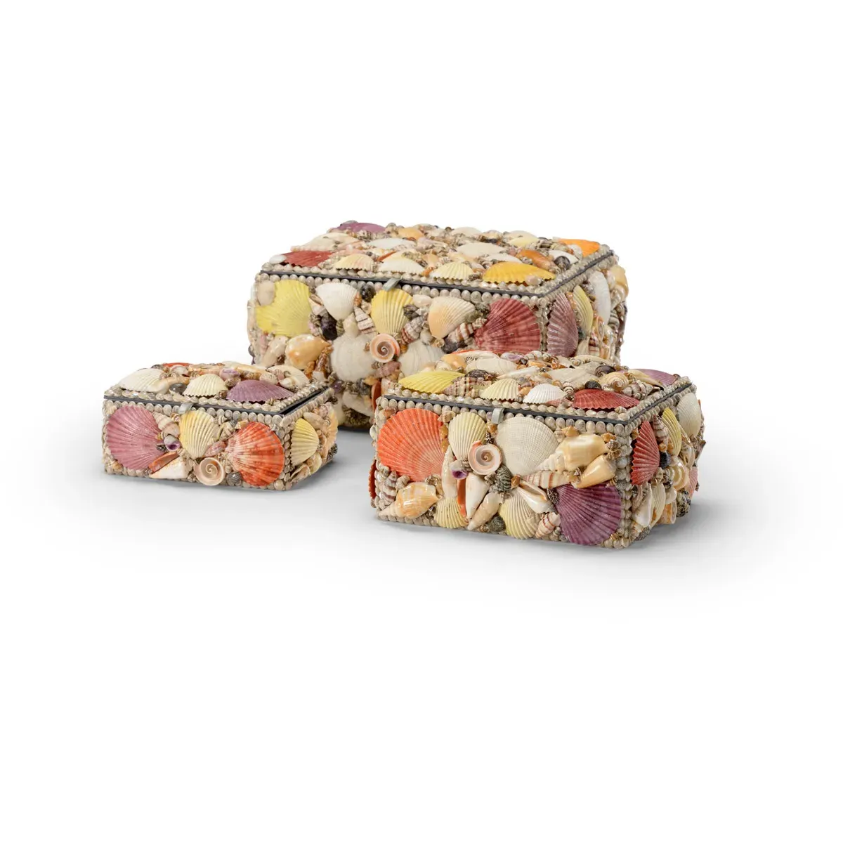 Decorative Boxes Set of 3 - Natural, Shell product