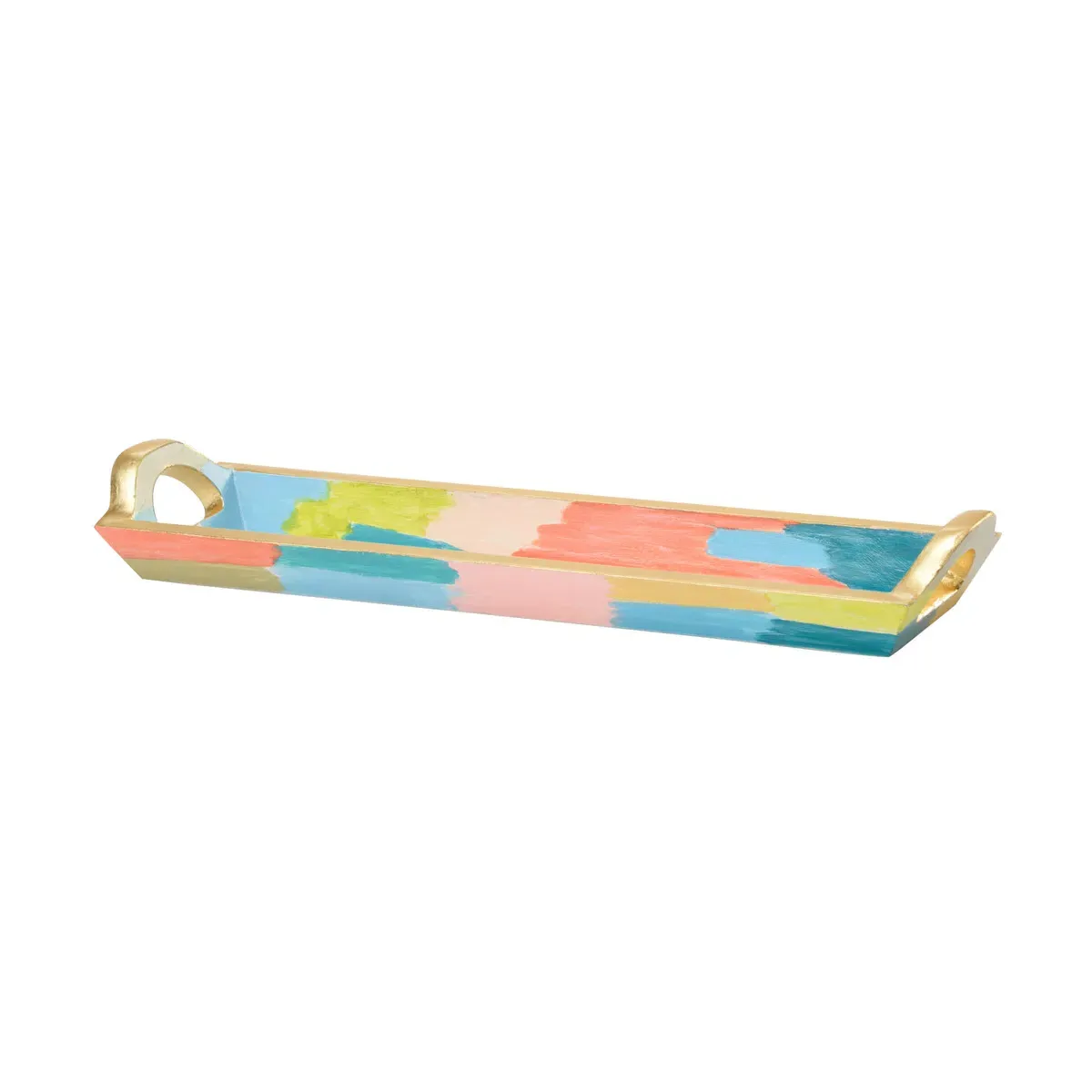 Elaine Burge Hand Painted Decorative Tray - Antique Gold, Wood product