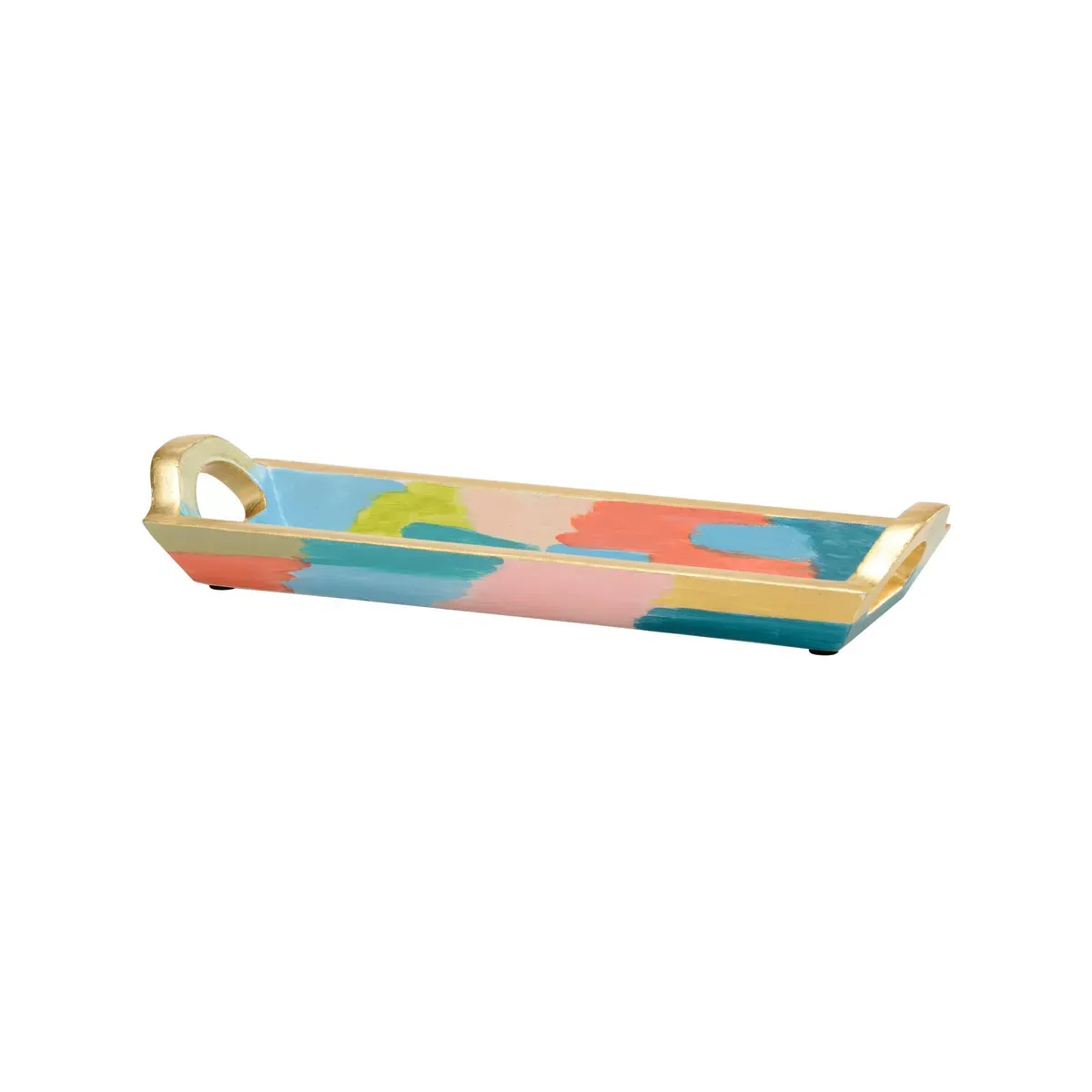 Elaine Burge Hand Painted Decorative Tray - Antique Gold, Wood product