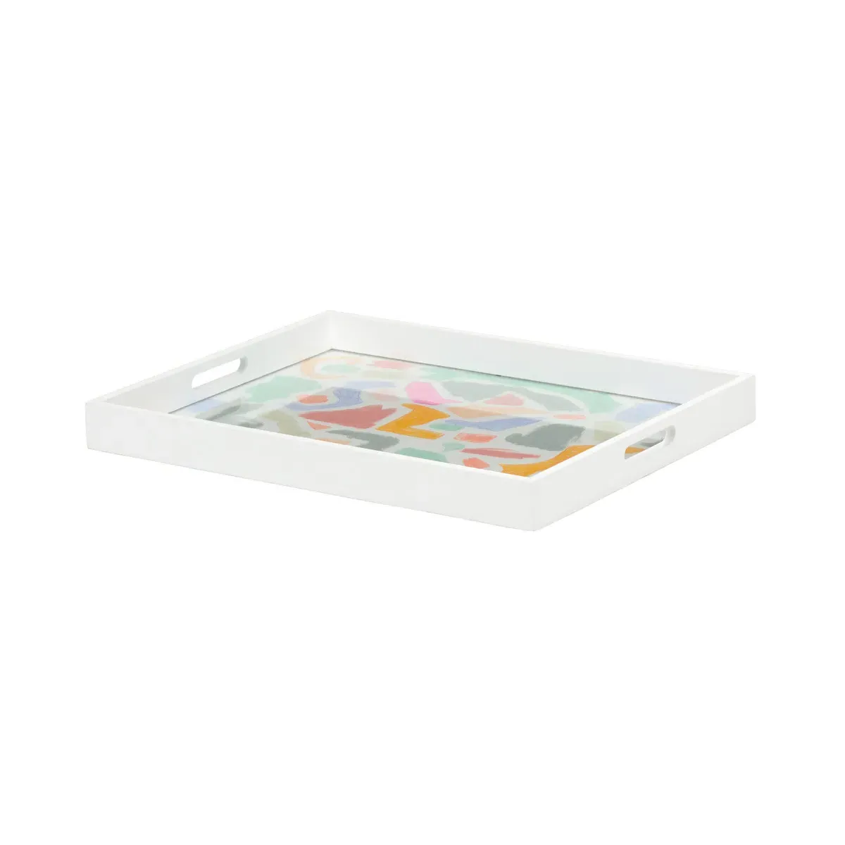 Elaine Burge Tray - White, Wood/Glass product