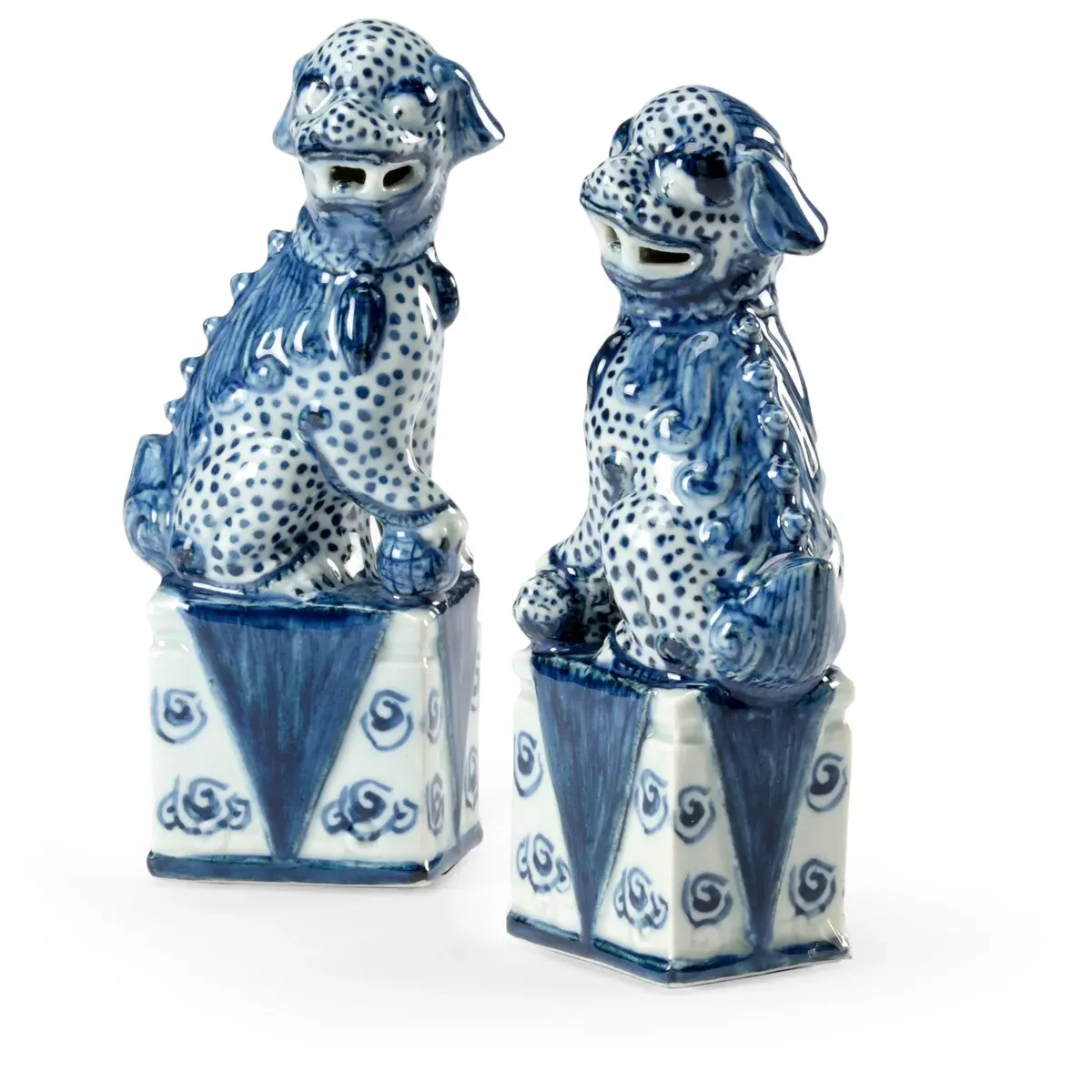 Hand Painted Ceramic Figurines, Pair - Blue, White product