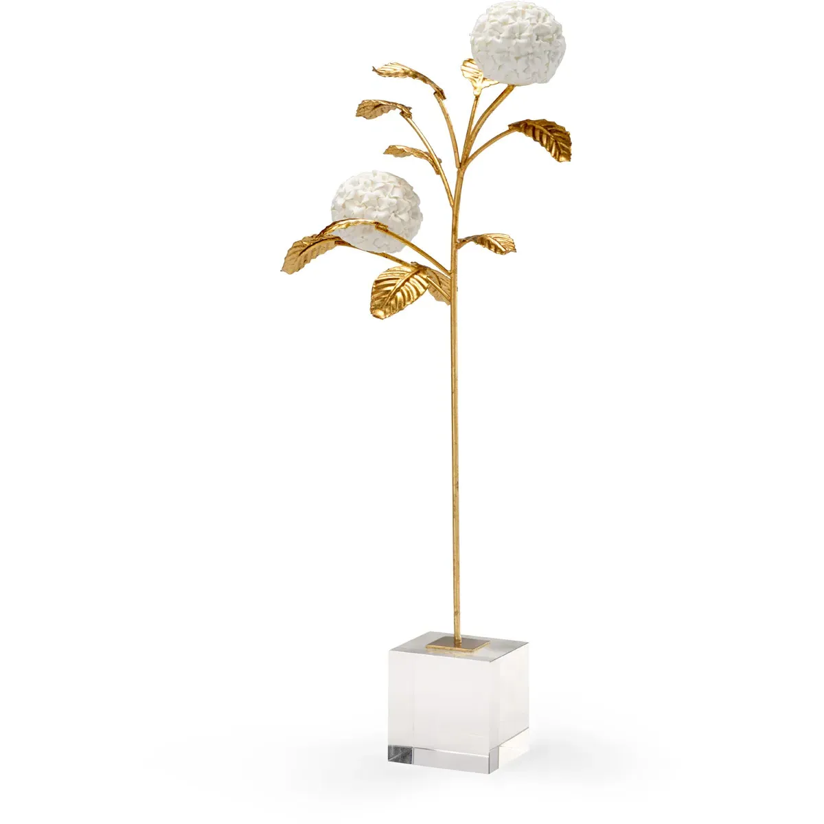 Hydrangea on Stand Decorative Accent - Antique Gold, Iron/Porcelain/Crystal product