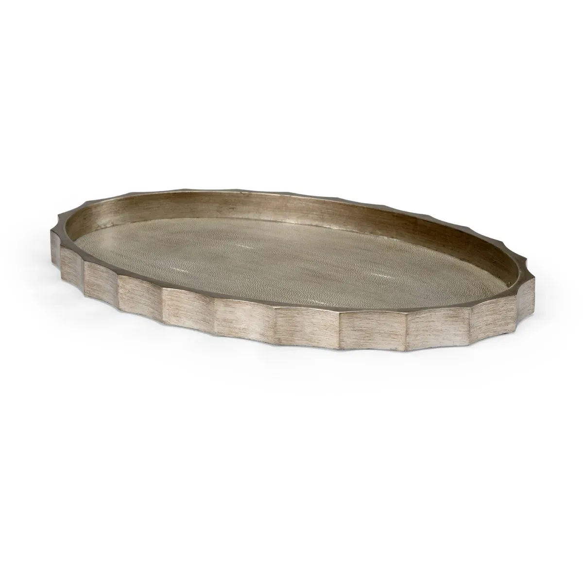 Jeffery Baker Decorative Tray - Antique Silver Leaf, Wood/Shagreen product