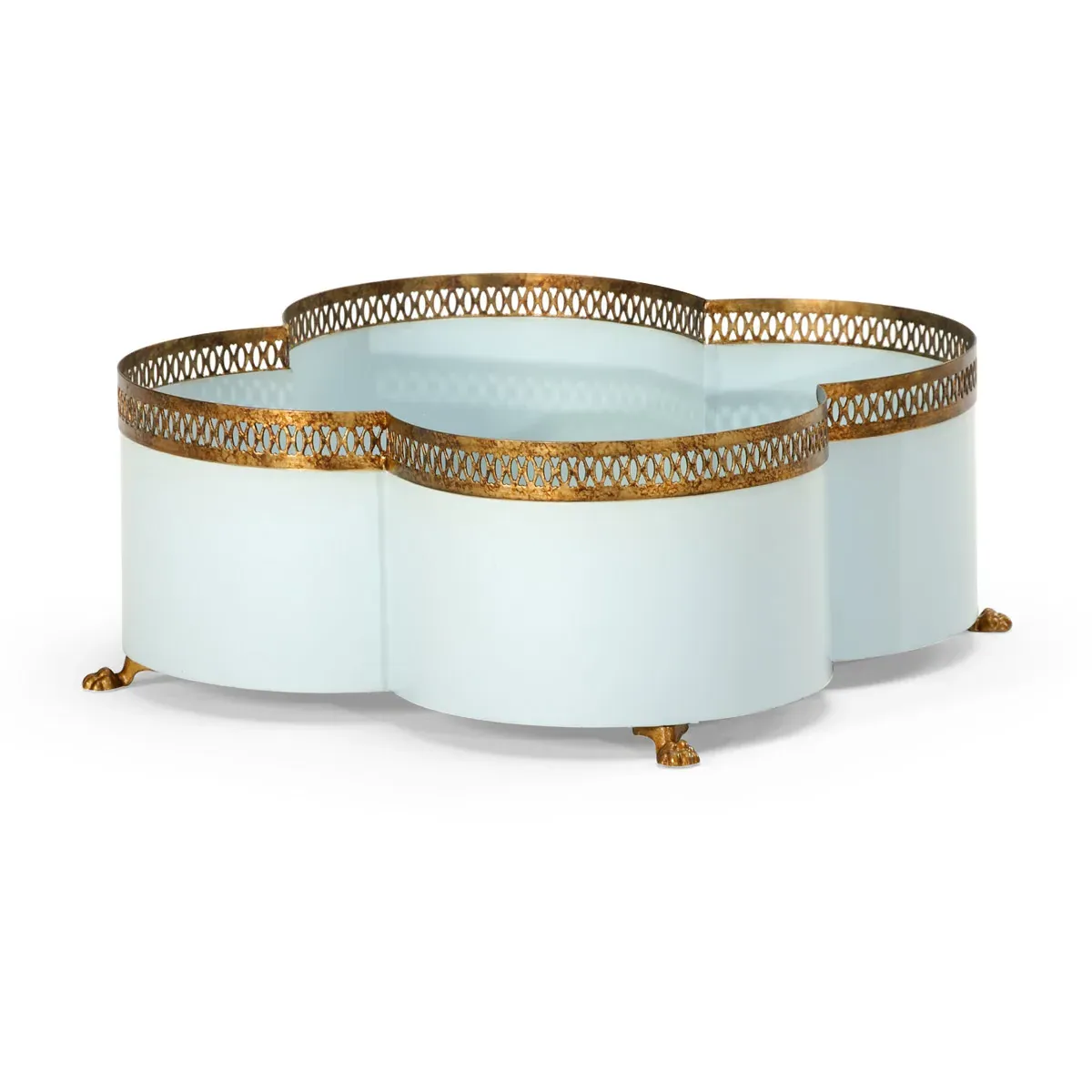 Lisa Kahn Cachepot - Blue/Old Gold, Iron Tole product