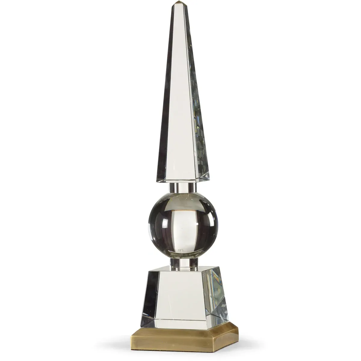 Lisa Kahn Obelisk - Clear/Antique, Cast Crystal/Brass product