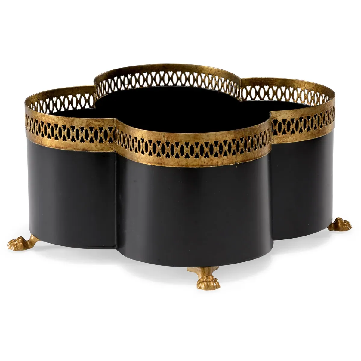 Lisa Kahn Small Cachepot - Black/Antique Gold, Iron product