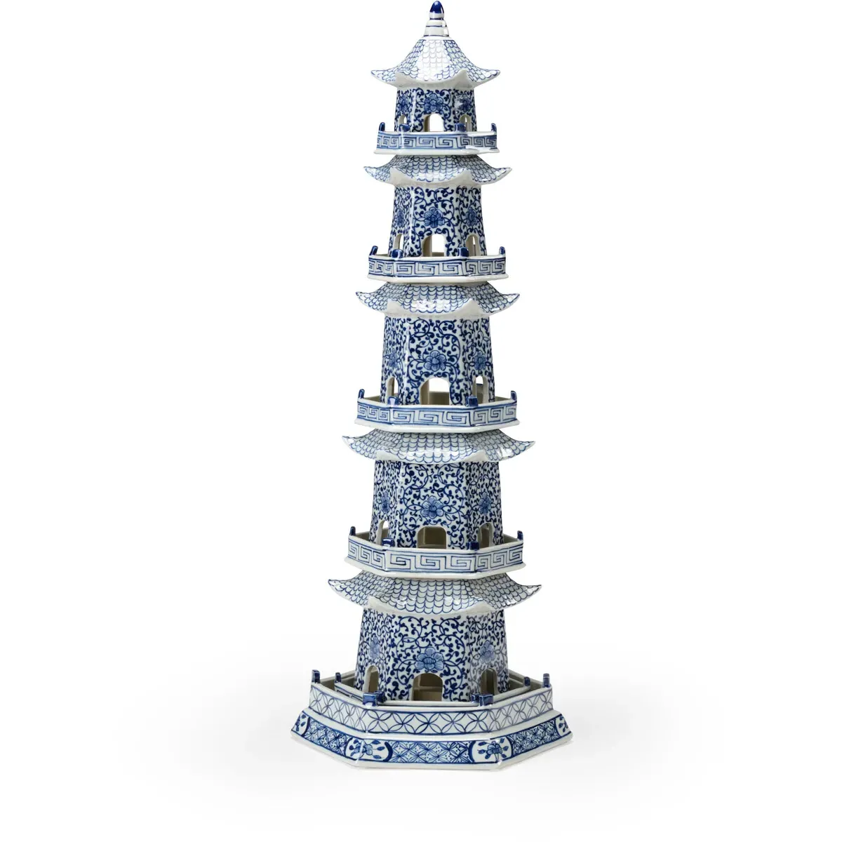 Pagoda Ceramic Accent Figurine - Cobalt, Off White Glaze product