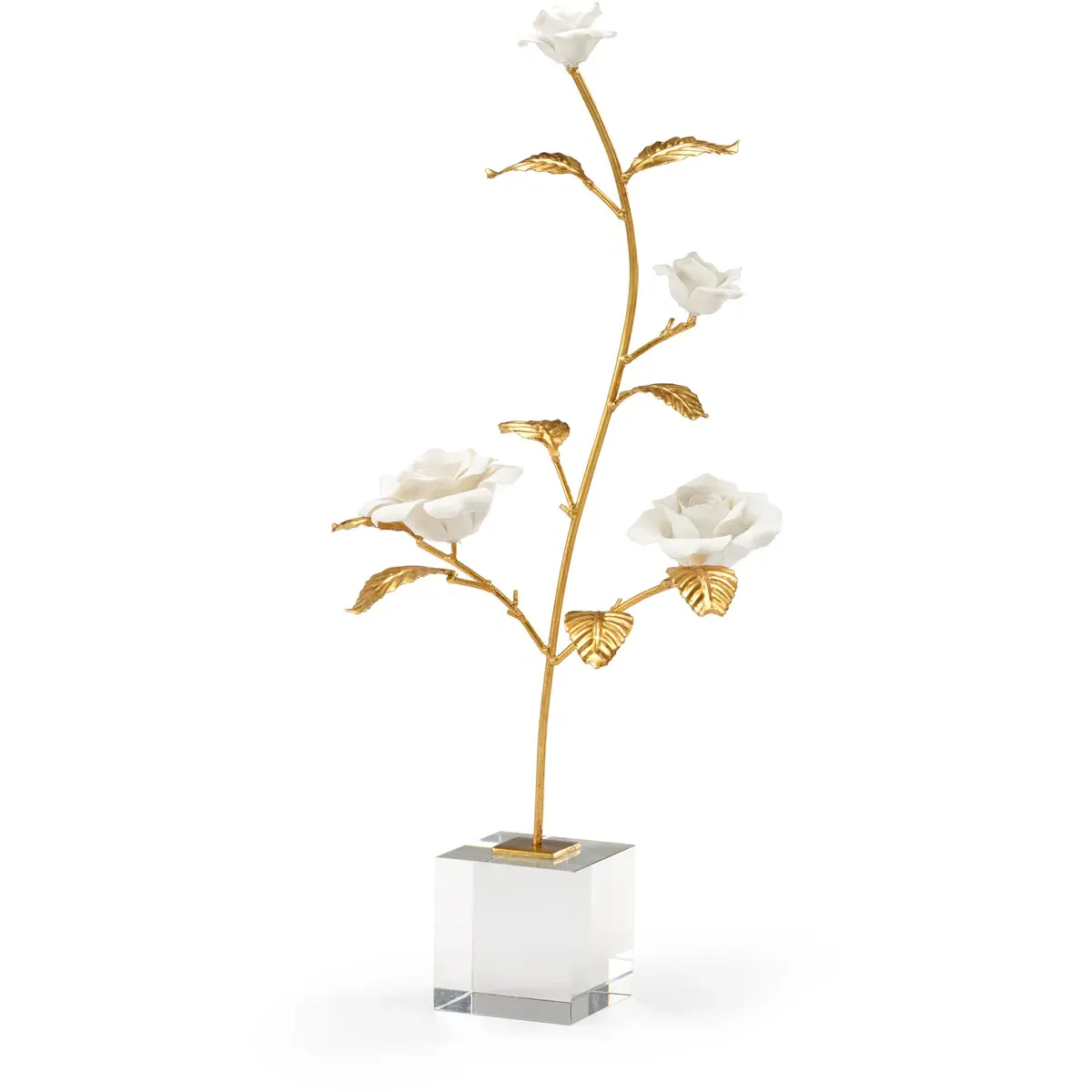 Rose in Stand Accent - Antique Gold, Iron/Porcelain/Crystal product