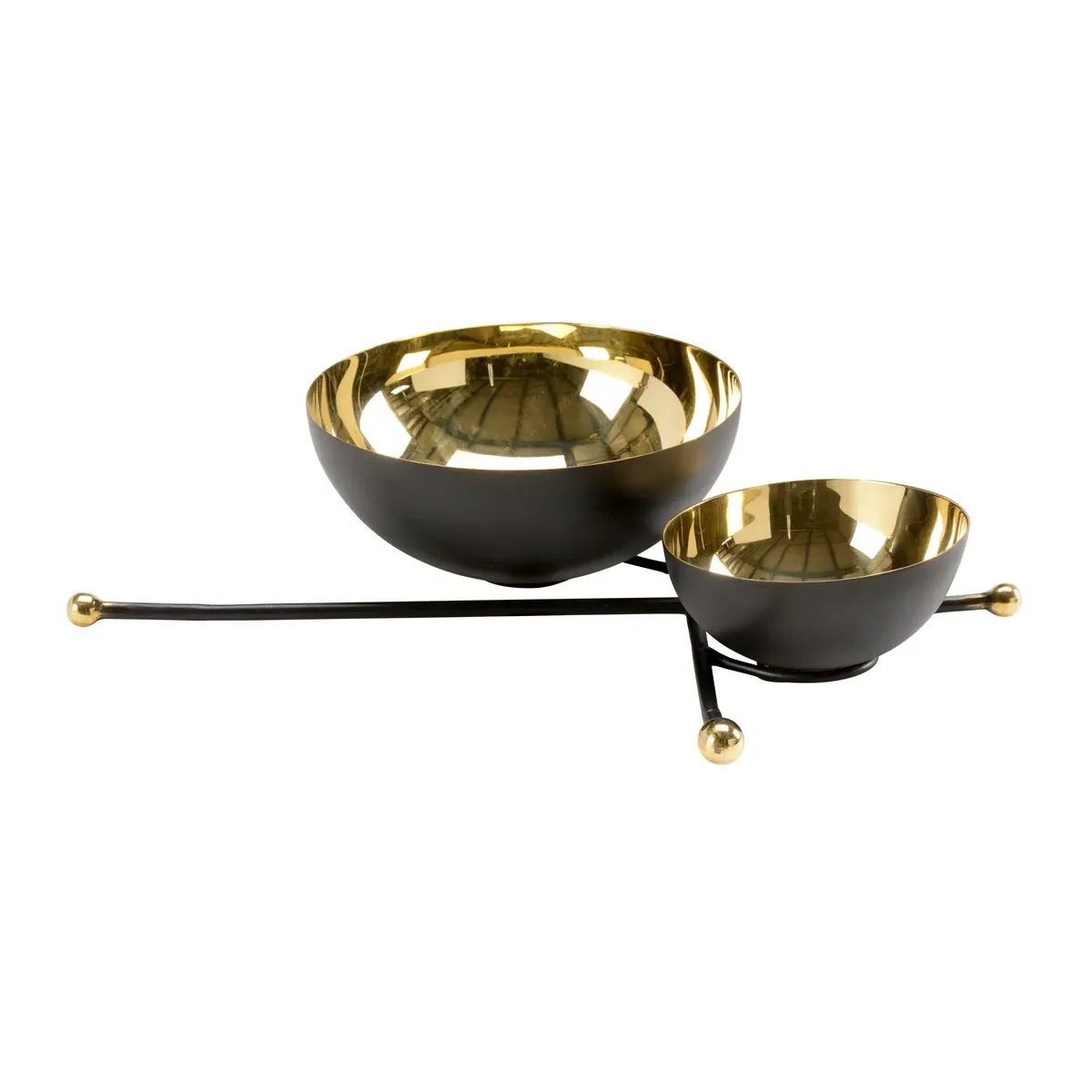 Set of 2 Decorative Bowls - Polished Black Lacquered, Brass product