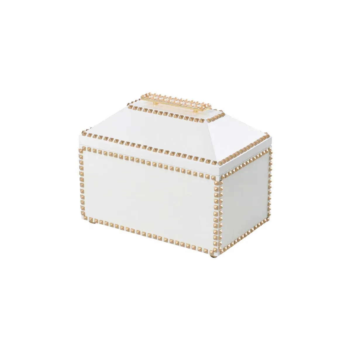 Shayla Copas Decorative Box - White/Gold, Leather on Wood product
