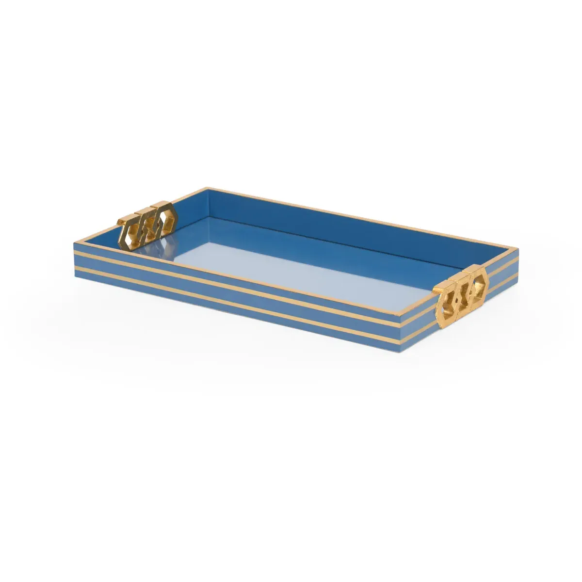 Shayla Copas Decorative Tray - Blue, Gold, Wood/Glass product