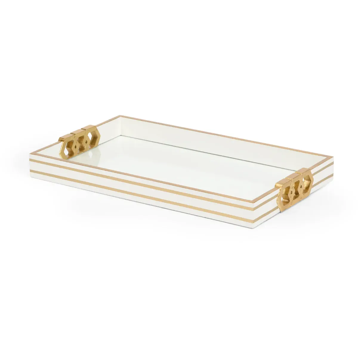 Shayla Copas Decorative Tray - White, Gold Leaf, Wood/Glass product