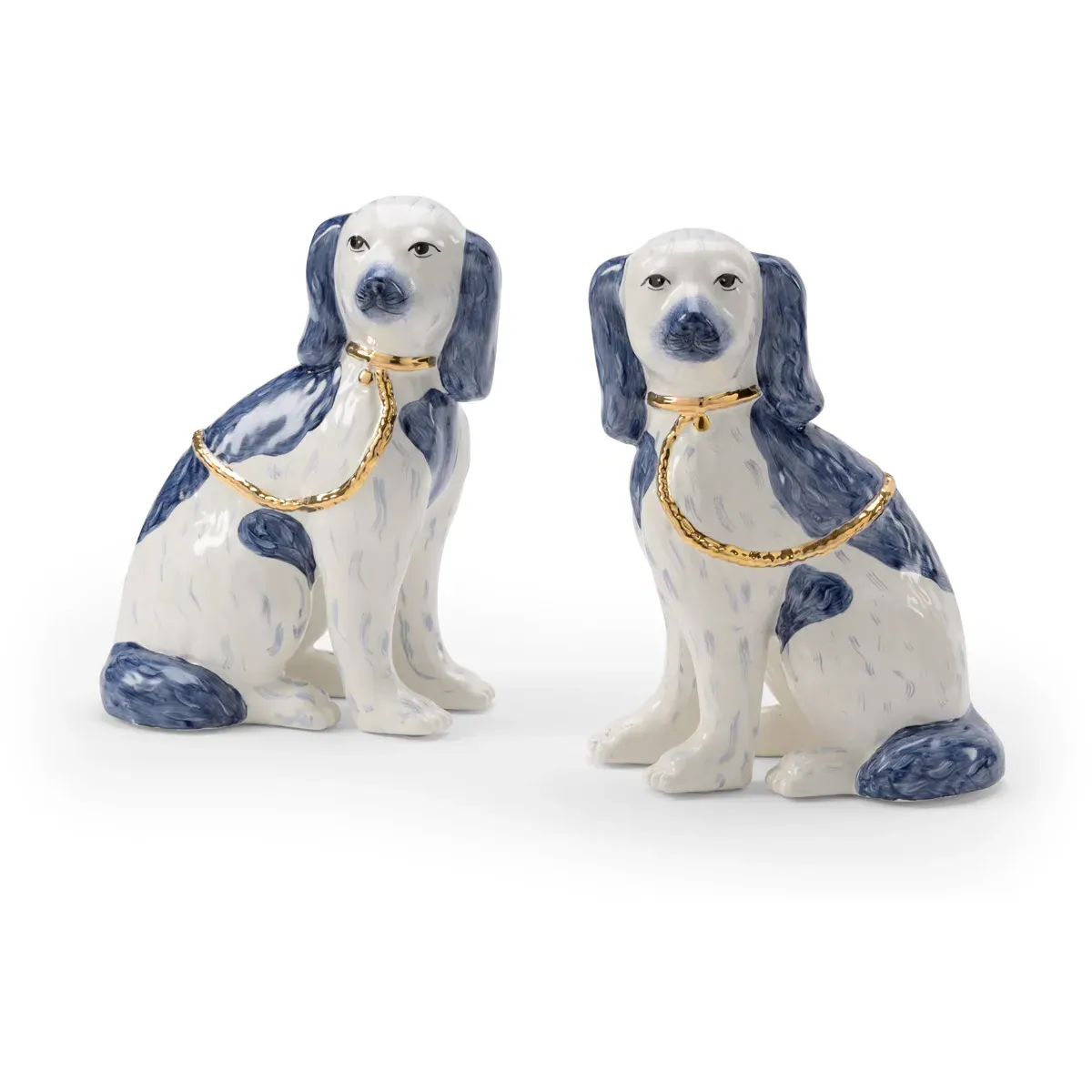 Shayla Copas Figurines Pair - Blue, White & Gold, Ceramic product