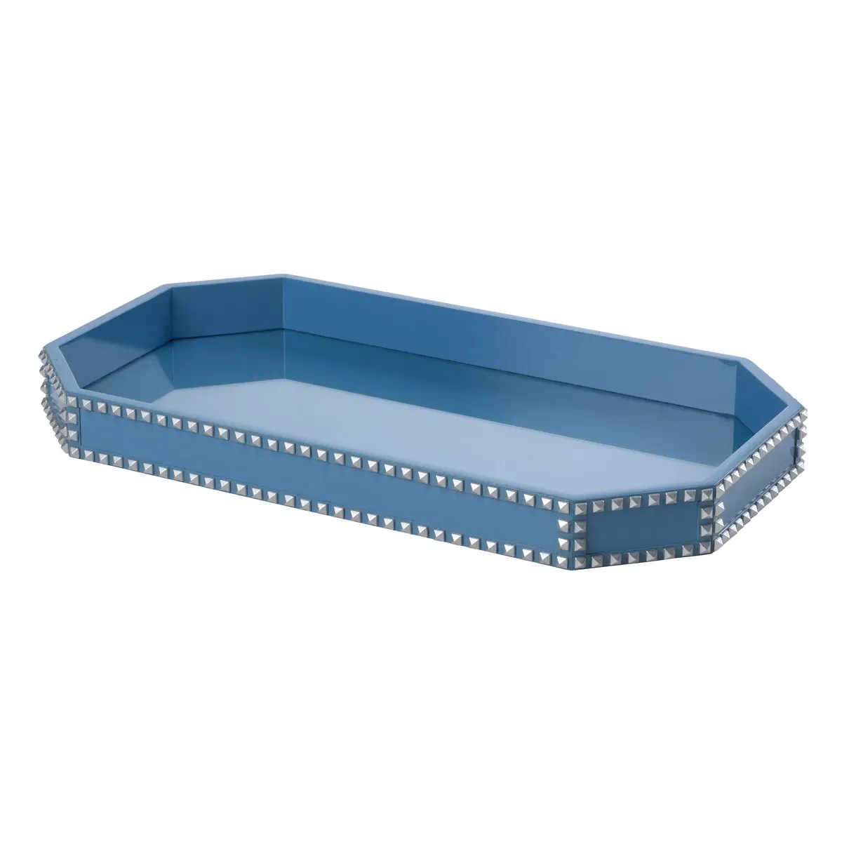Shayla Copas Tray - Blue/Silver, Leather on Wood product
