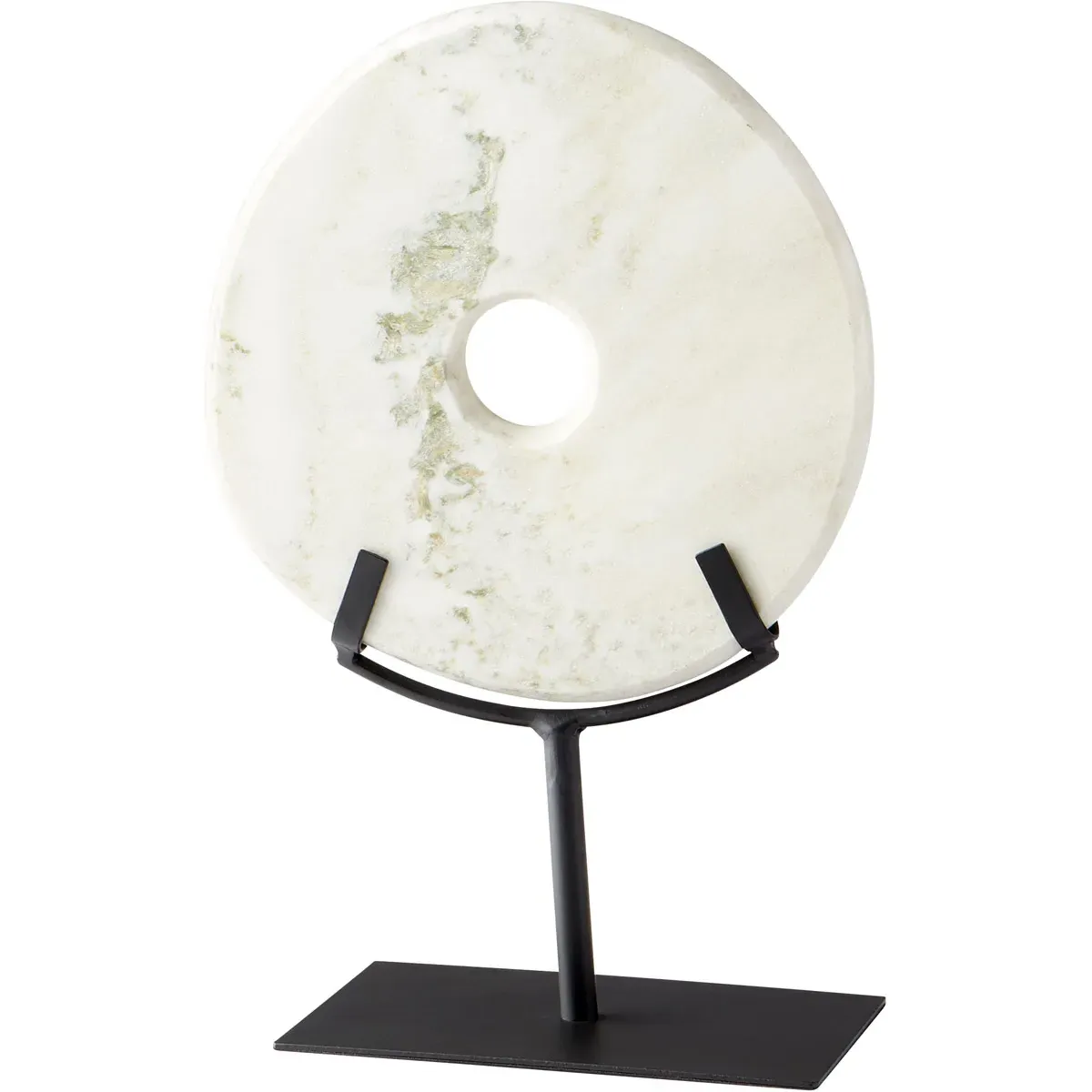 White Disk On Stand Small Sculpture - White, Iron and Granite product