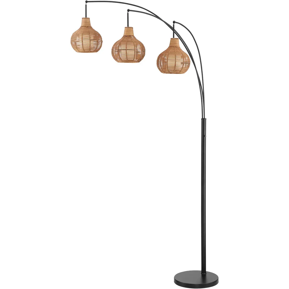 Paige 3-Light Arc Floor Lamp - Black, Metal product