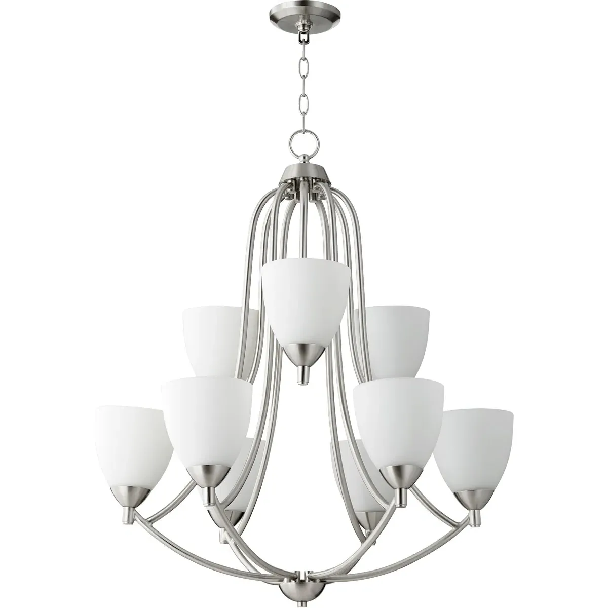 Barkley 9-Light Chandelier - Satin Nickel, Satin Opal Glass product