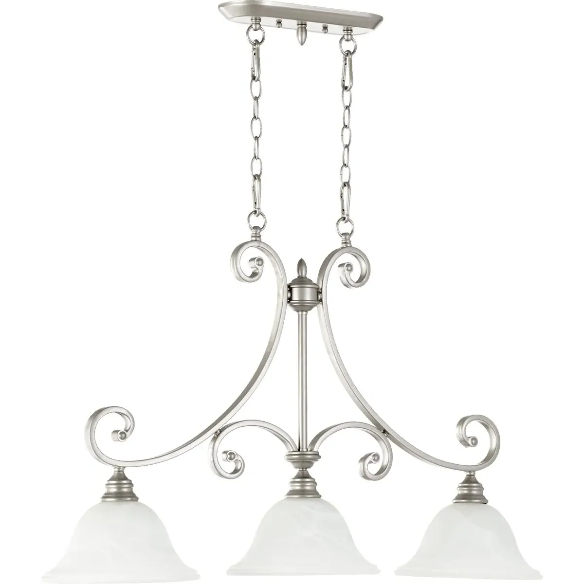 Bryant 3-Light Island Light - Classic Nickel, Faux Alabaster product