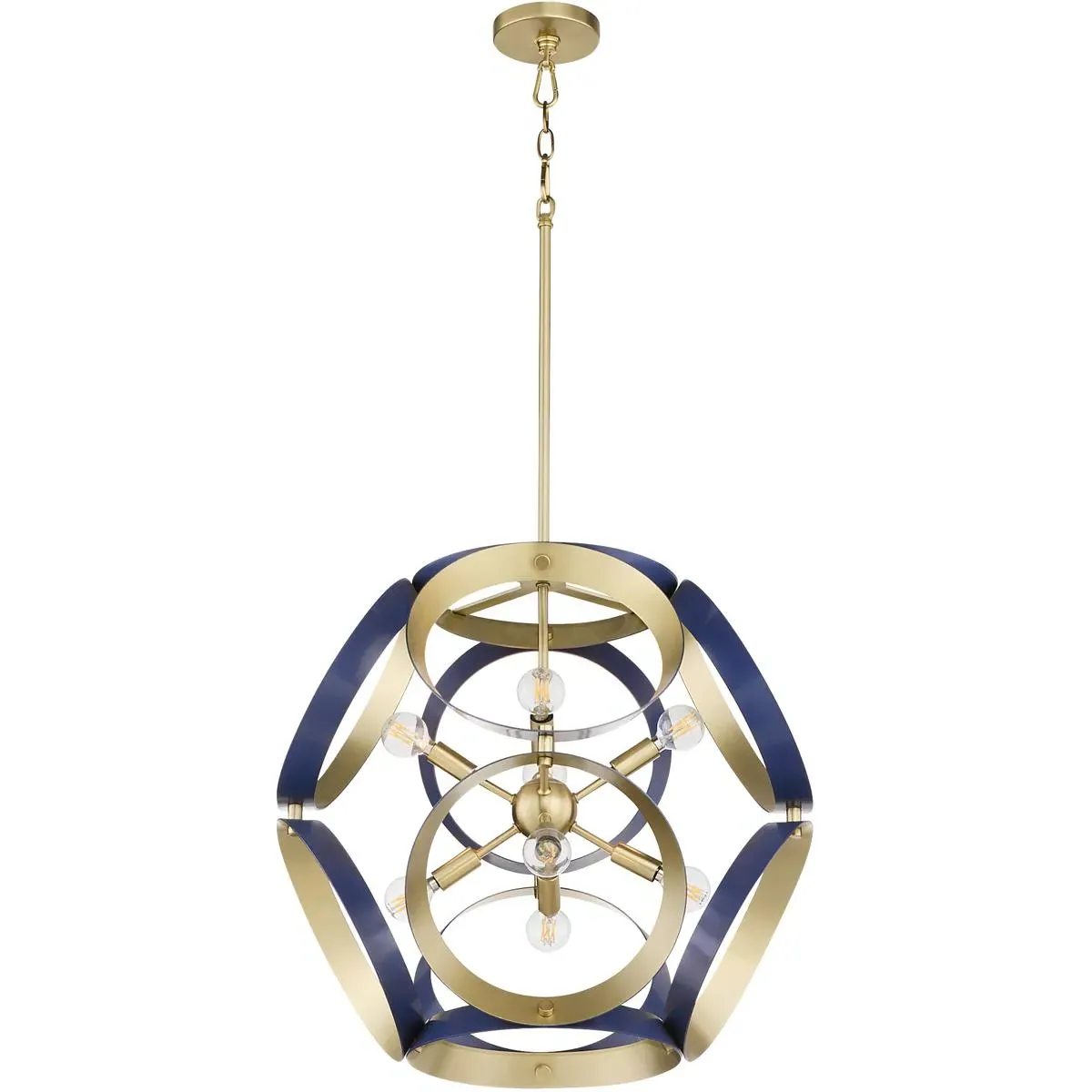 Domain 8-Light 22 inch Pendant - Blue, Aged Brass product