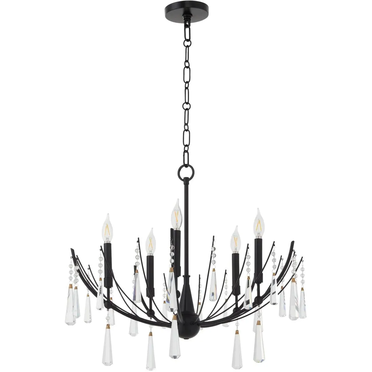 Eloise 5-Light Chandelier - Matte Black, Iron/Crystal product