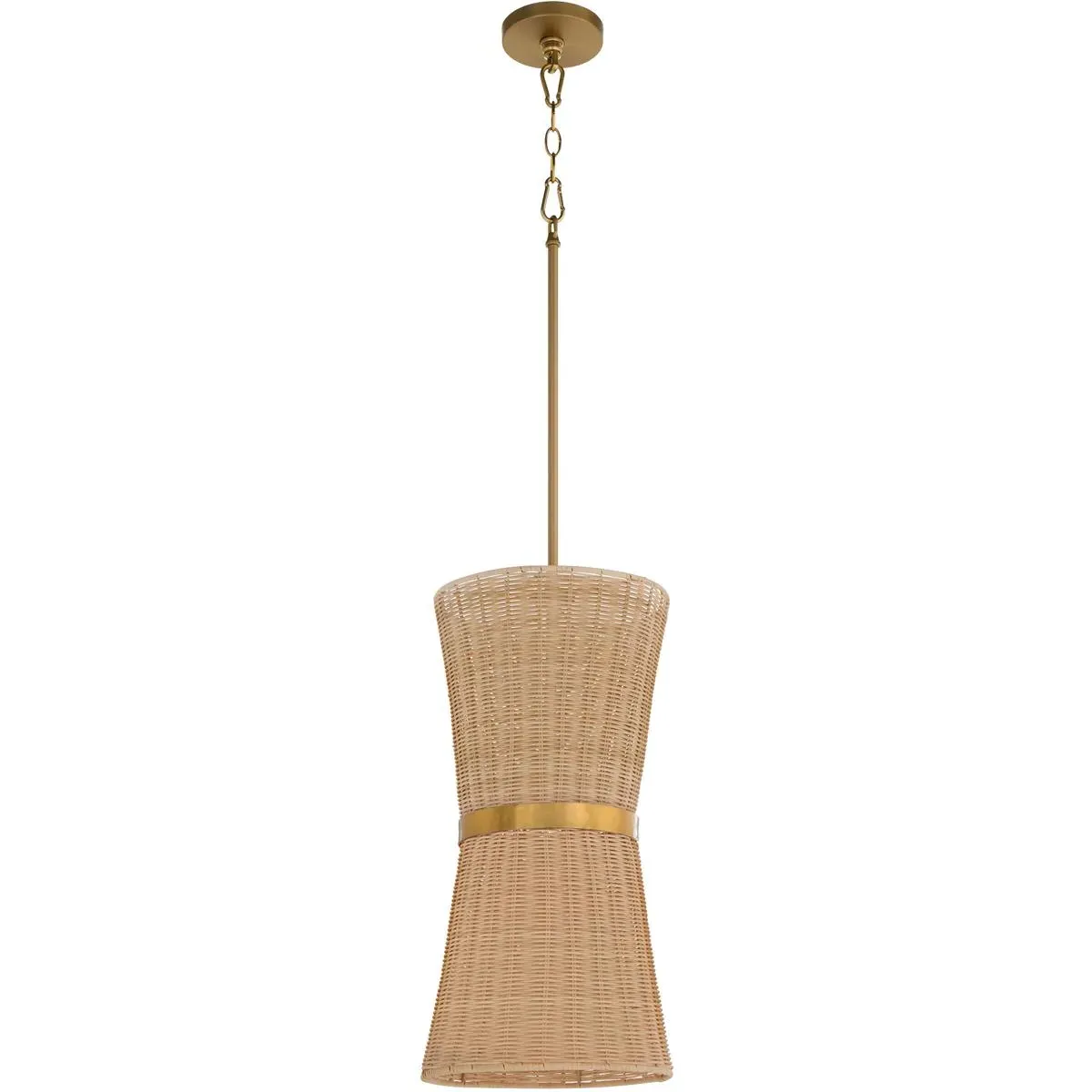 Fairview 2-Light Pendant Ceiling Light - Brushed Brass, Natural Rattan product