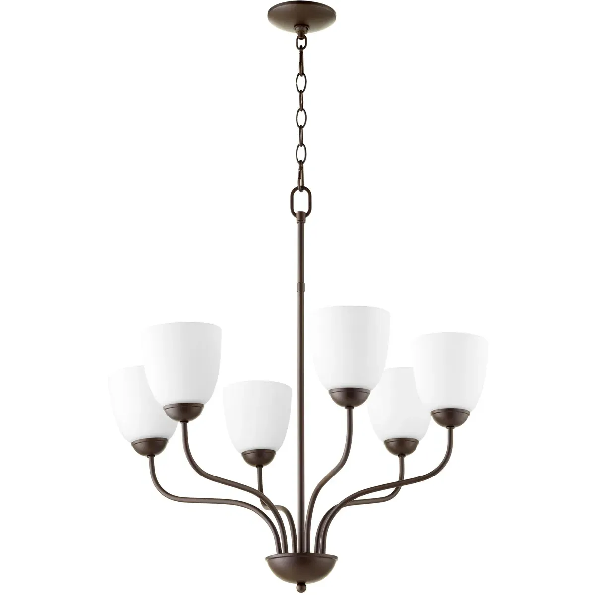 Fort Worth 6-Light Chandelier - Oiled Bronze, Satin Opal Glass product