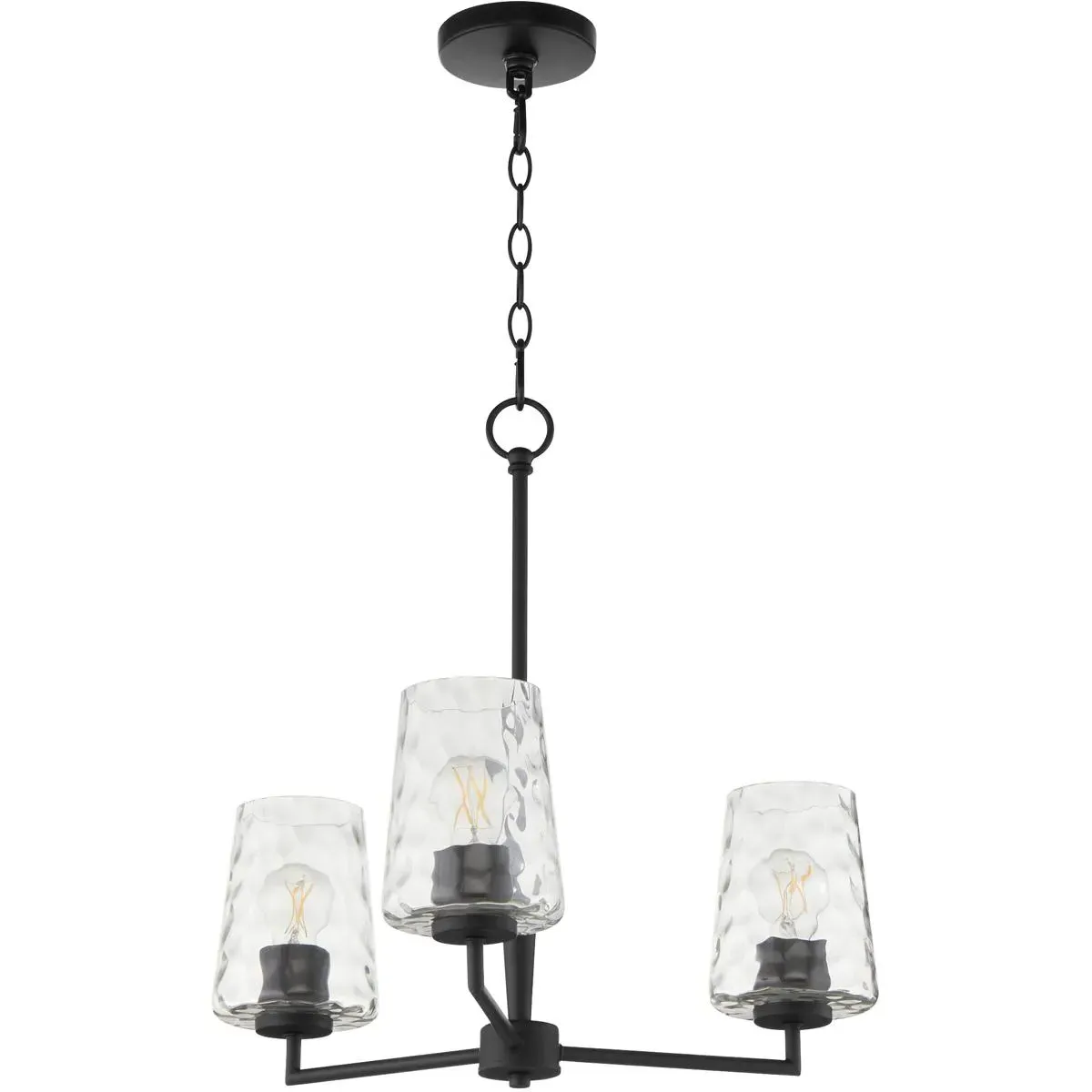 Goodwin 3-Light 22" Chandelier - Matte Black, Clear Hammered Glass product