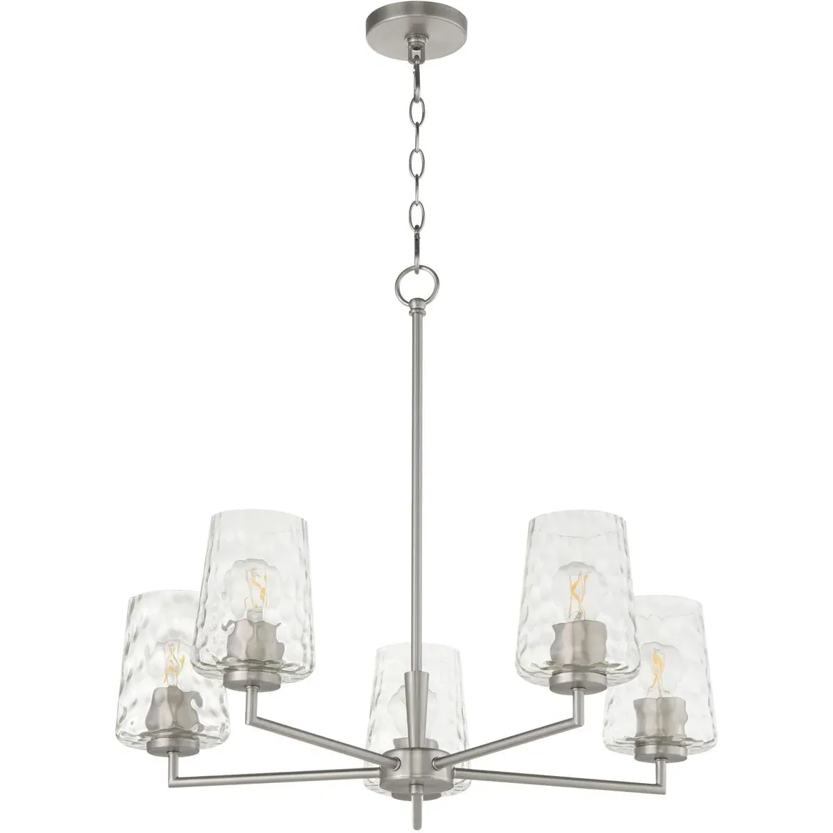 Goodwin 5-Light 27 inch Chandelier - Satin Nickel, Clear Hammered Glass product
