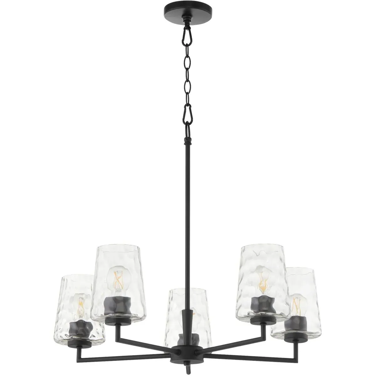 Goodwin 5-Light Chandelier - Matte Black, Clear Hammered Glass product