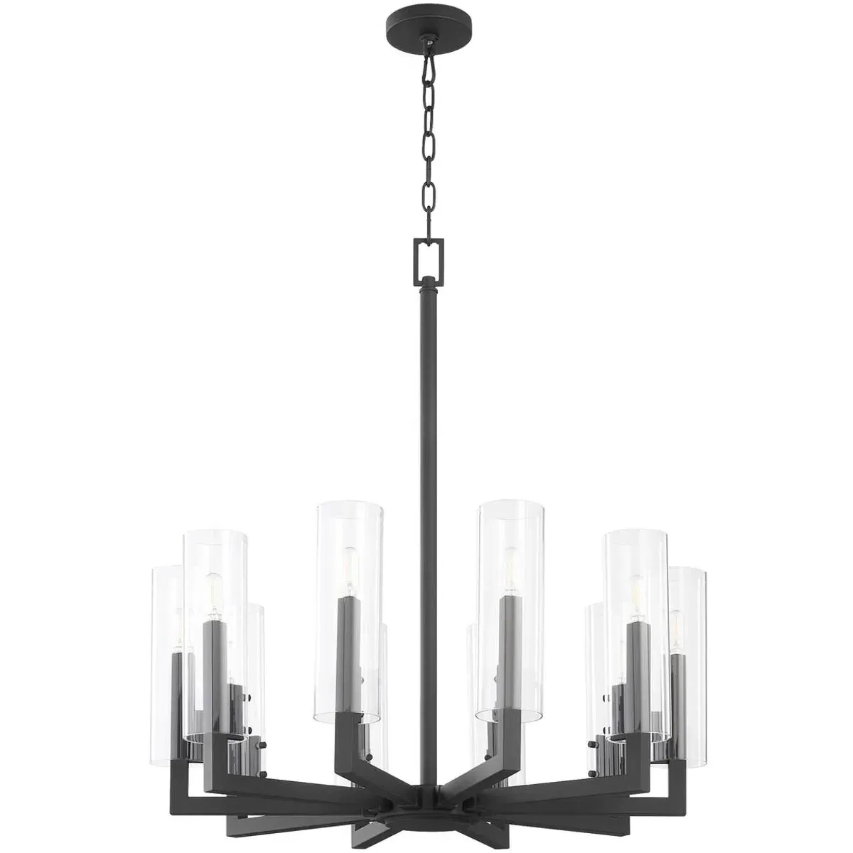 Harbin 10-Light 32 Inch Chandelier - Textured Black, Steel/Glass product