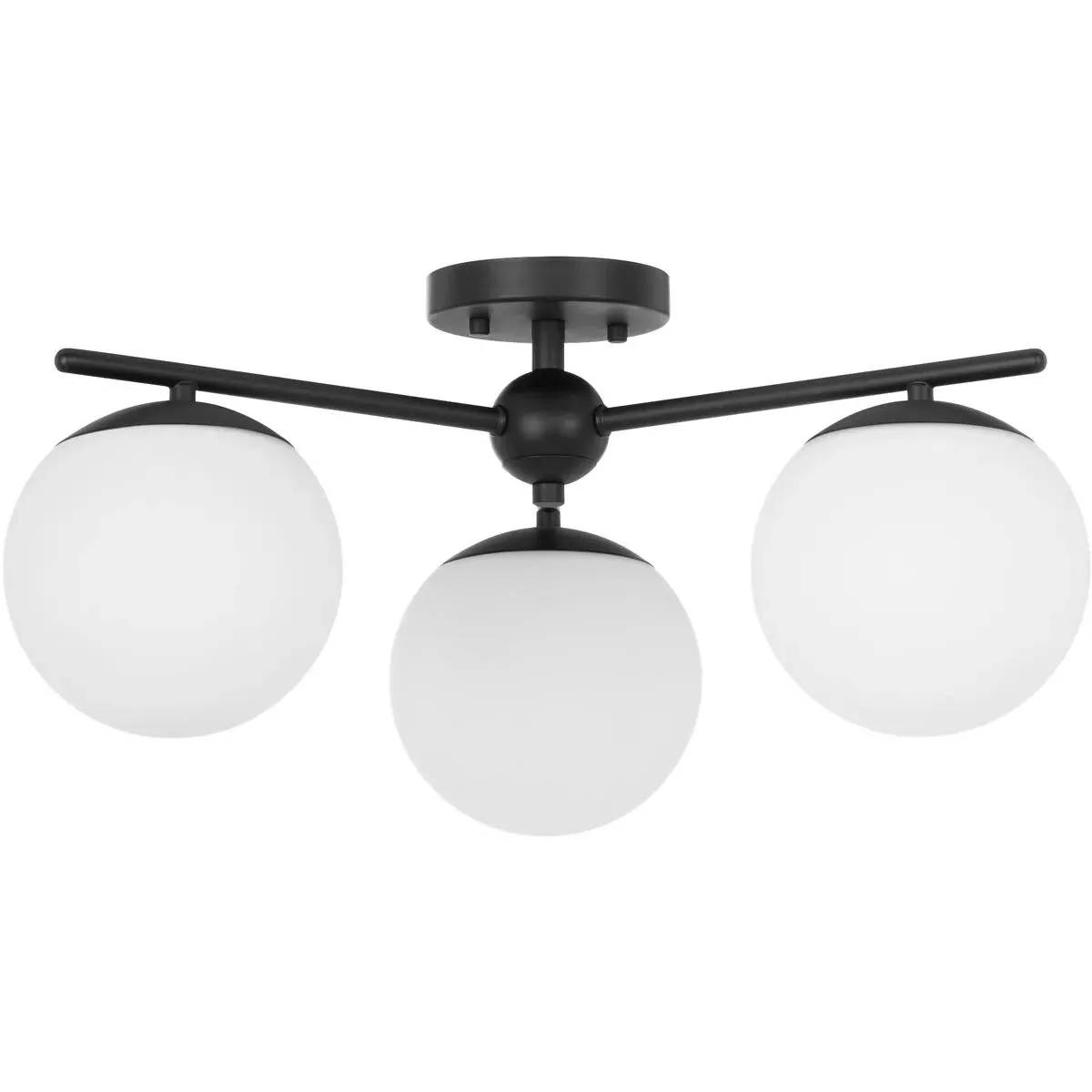 Jasper 3-Light Semi-Flush Mount Ceiling Light - Matte Black, Steel/Glass product
