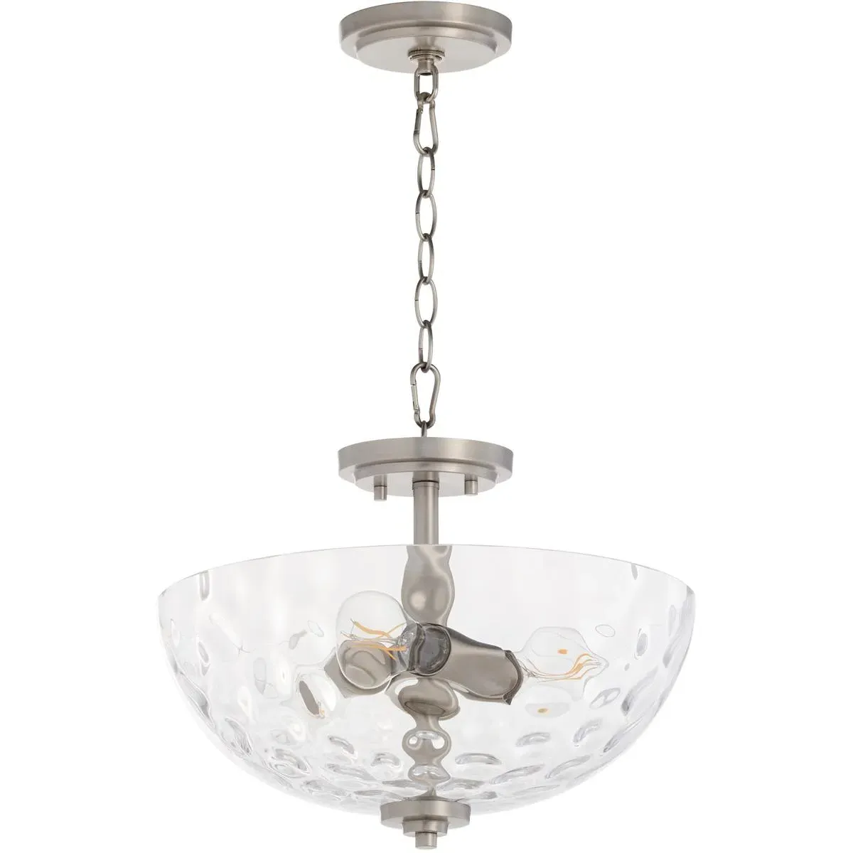 Quorum Adams 3-Light Dual Mount Ceiling Light - Satin Nickel, Glass product