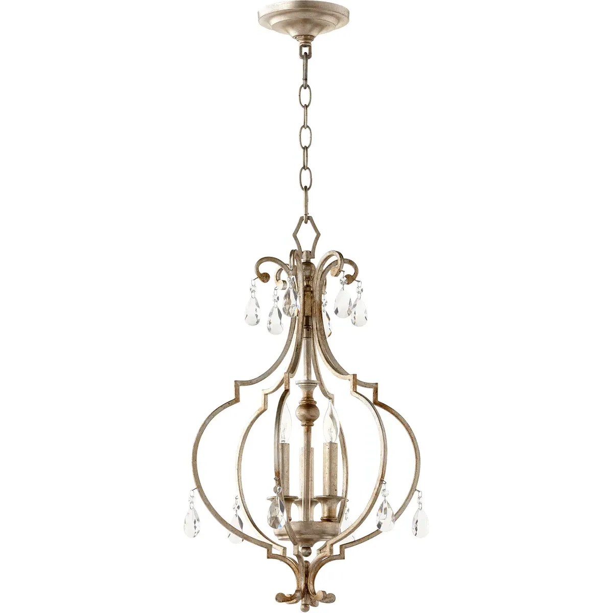 Quorum Ansley 3-Light Mini Chandelier - Aged Silver Leaf product