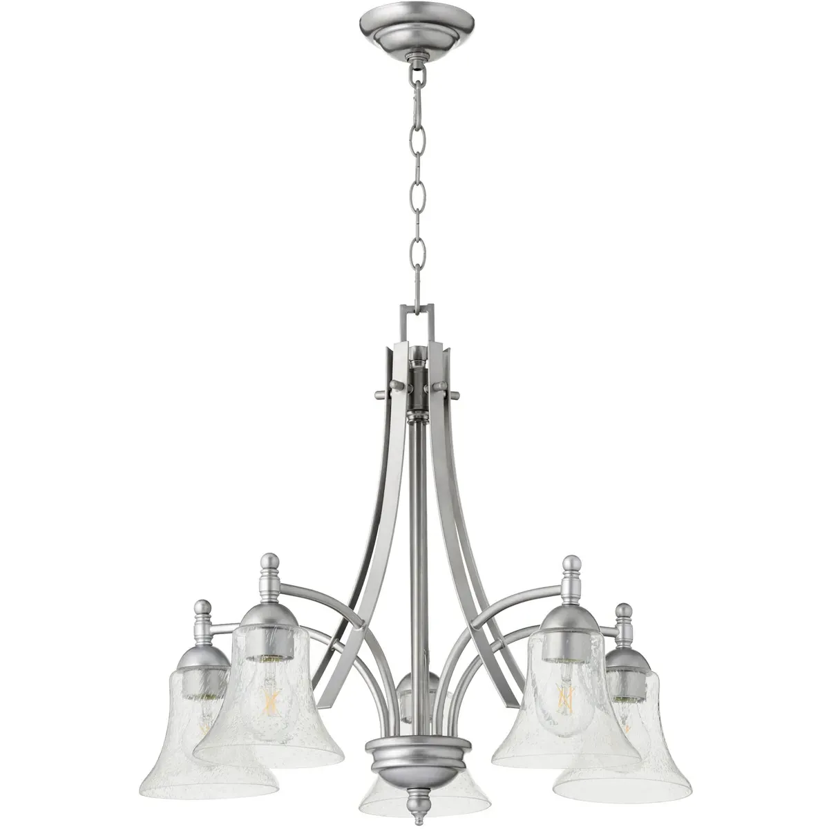 Quorum Aspen 5-Light Nook Ceiling Pendant - Classic Nickel, Clear Seeded Glass product