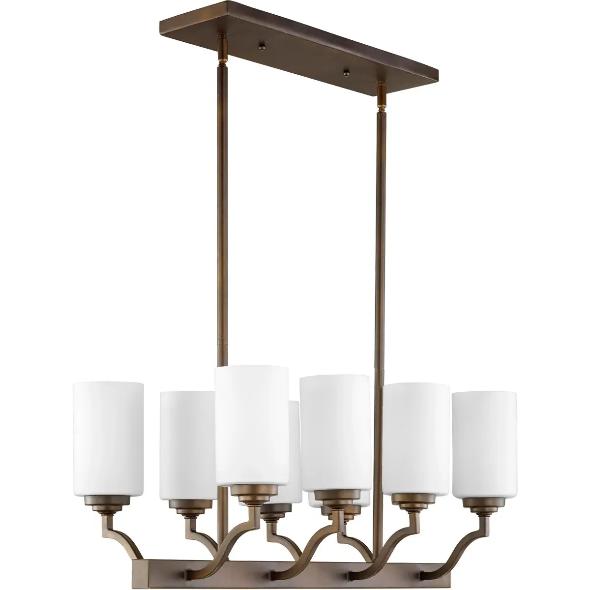 Quorum Atwood 8-Light Island Light - Oiled Bronze, Satin Opal product