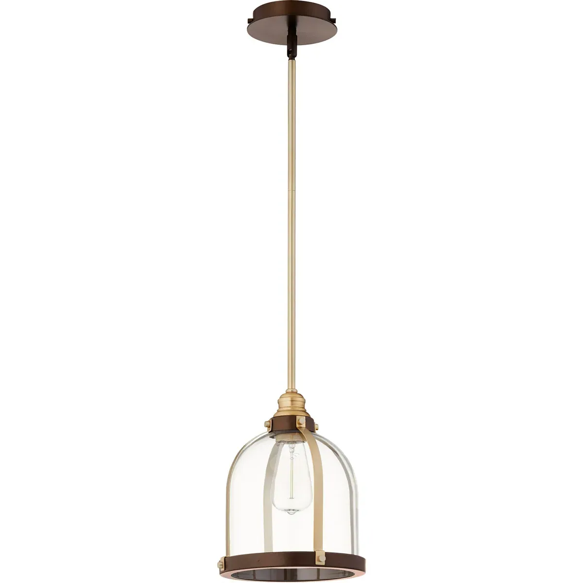 Quorum Banded Dome Mini Pendant Light - Aged Brass, Oiled Bronze product