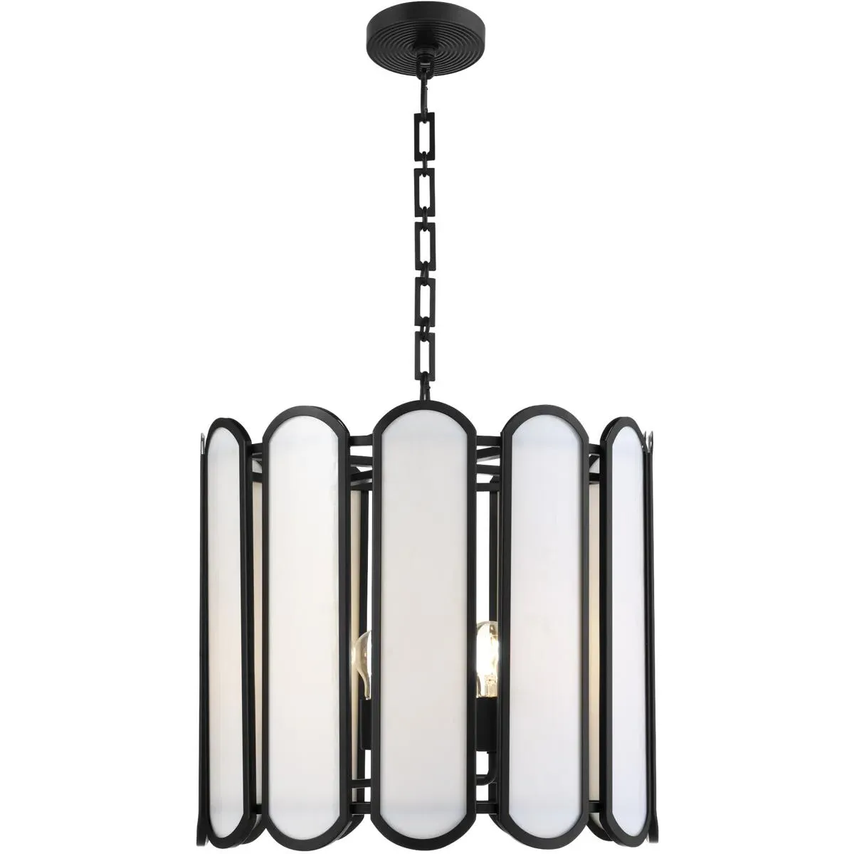 Quorum Belleview 4-Light Pendant - Matte Black, Tiffany Glass alternate view