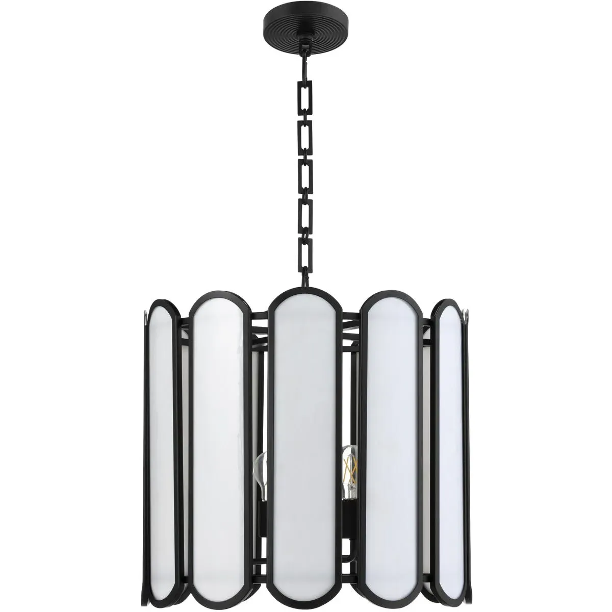 Quorum Belleview 4-Light Pendant - Matte Black, Tiffany Glass product