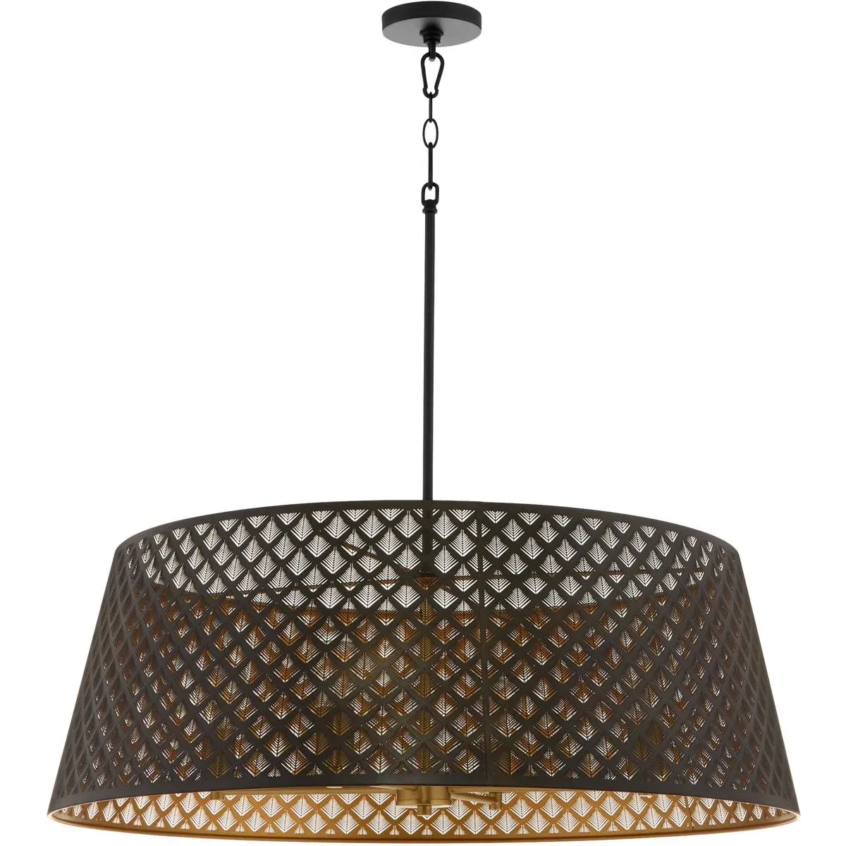 Quorum Benedict 4-Light Pendant - Matte Black, Aged Brass product