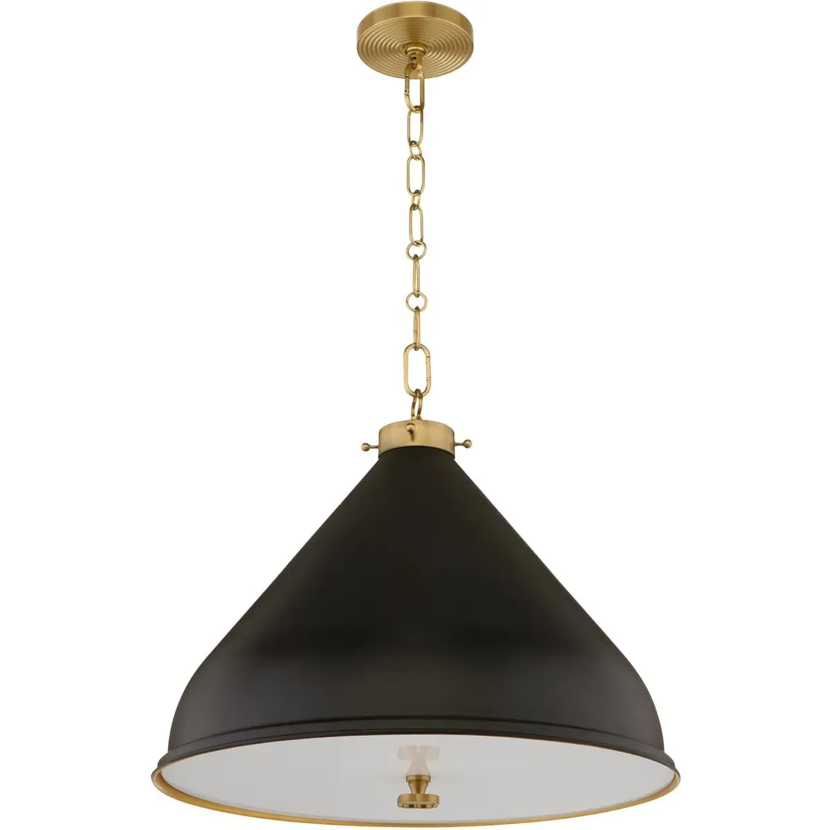 Quorum Bonnel 1-Light 20 inch Pendant - Matte Black, Aged Brass product