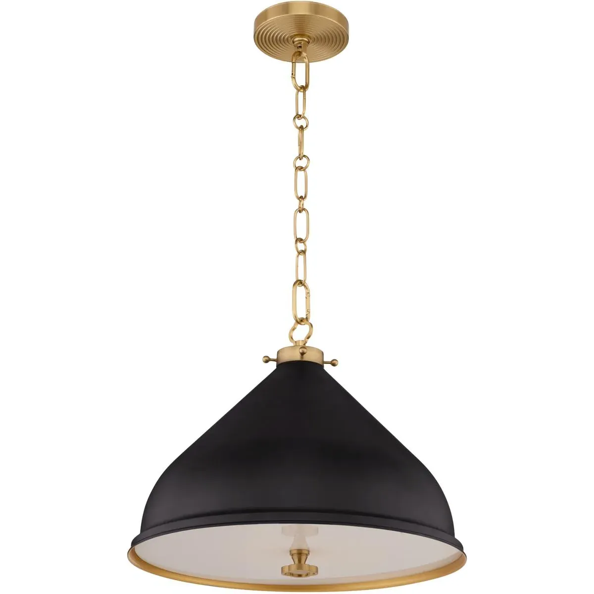 Quorum Bonnel 1-Light Pendant - Matte Black, Aged Brass product