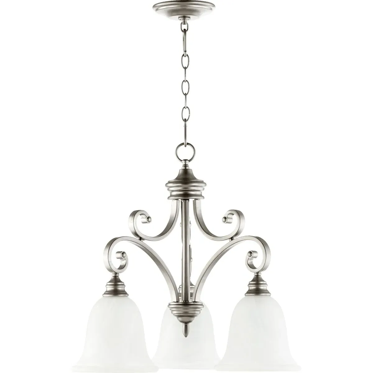 Quorum Bryant 3-Light Mini Chandelier - Classic Nickel, Faux Alabaster product