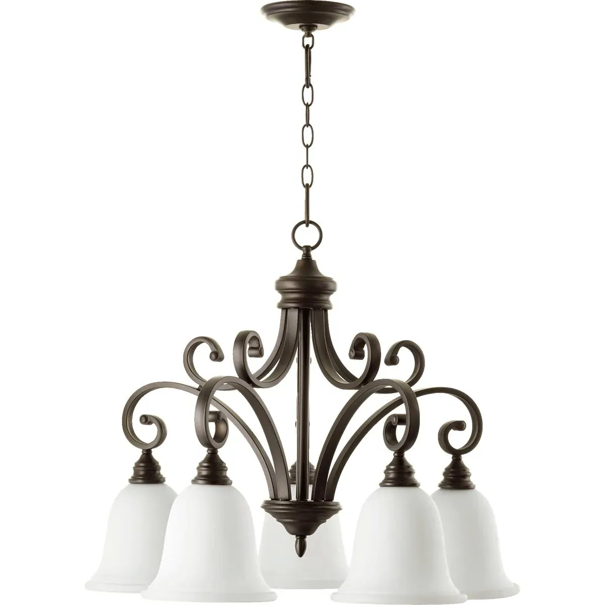 Quorum Bryant 5-Light 30 inch Nook Chandelier - Oiled Bronze, Satin Opal product